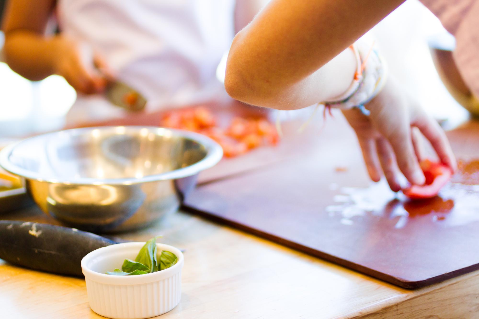 Student learning plating technique hands-on