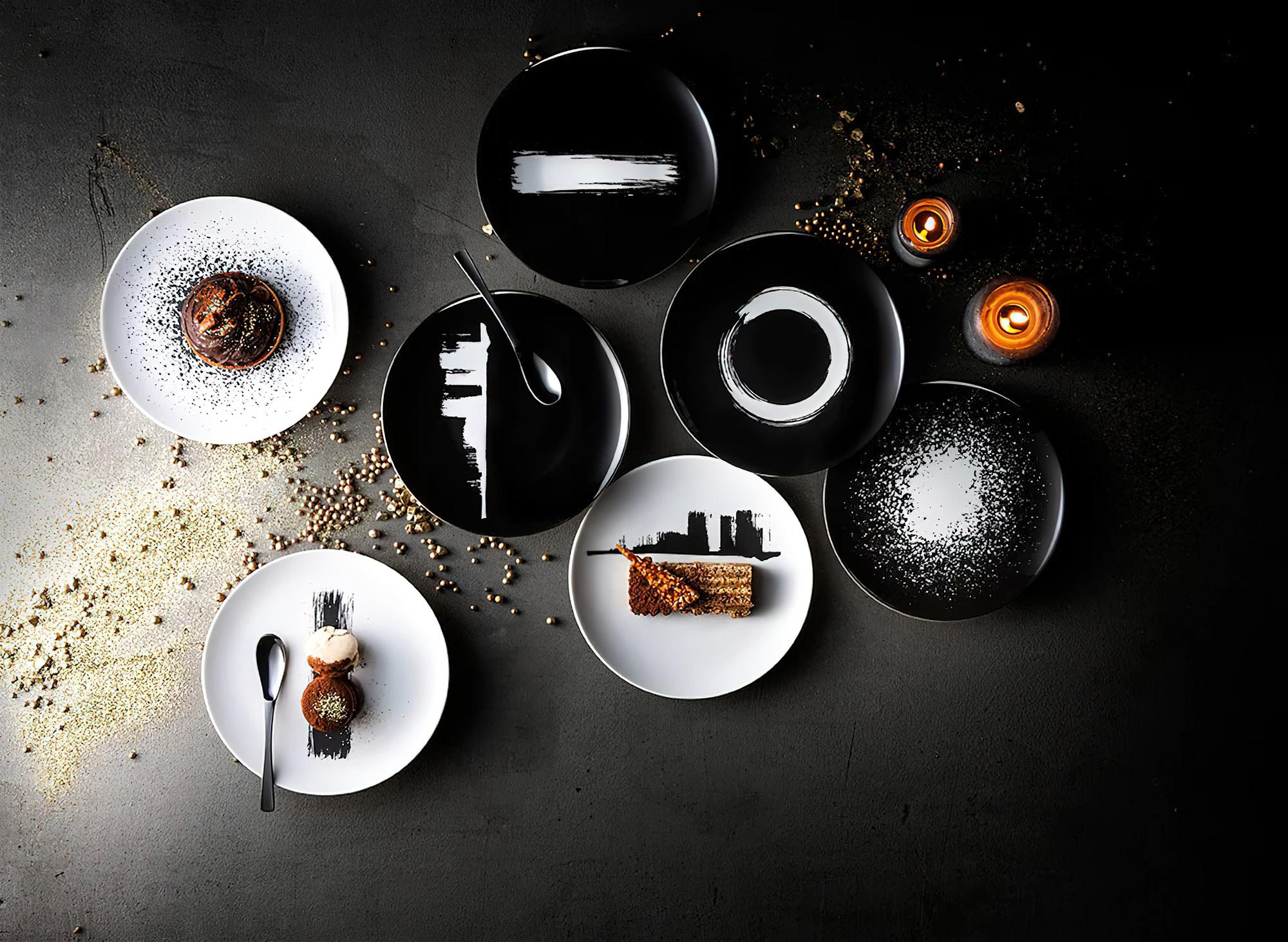 Small elegant collage of course materials and plated dishes